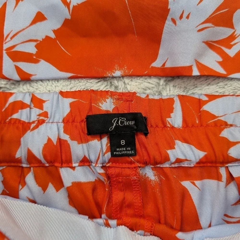 J. Crew Pants Set Womens 8 Large Orange Ratti Falling Leaves Halter Top Ruffle